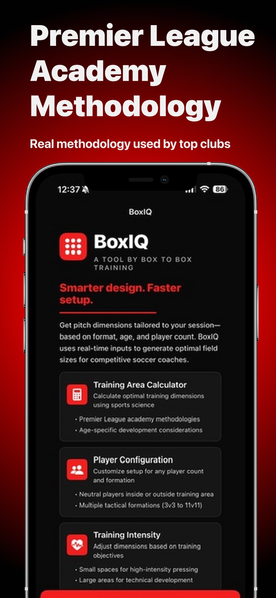Premier League academy methodology screen